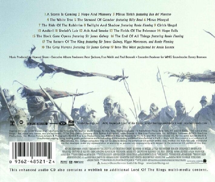 THE LORD OF THE RINGS THE RETURN OF THE KING - SOUNDTRACK  (CD) (2003)
