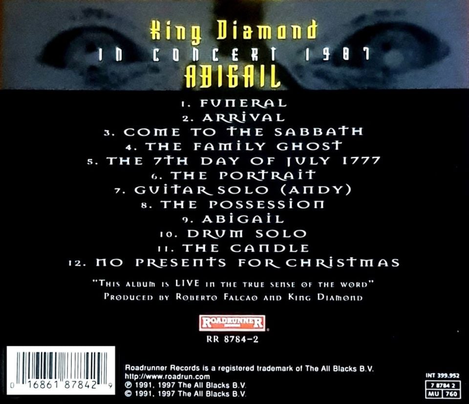 KING DIAMOND - IN CONCERT 1987 ABIGAIL  (CD-GOLD DISC) (1997)