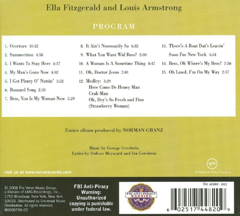 ELLA FITZGERALD&LOUIS ARMS - PORGY AND BESS