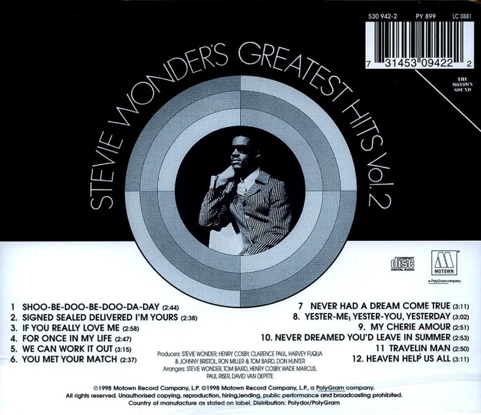 STEVIE WONDER - GREATEST HITS VOLUME 2