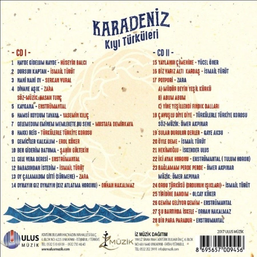 KARADENİZ KIYI TÜRKÜLERİ - ÇEŞİTLİ SANATÇILAR (2 CD)