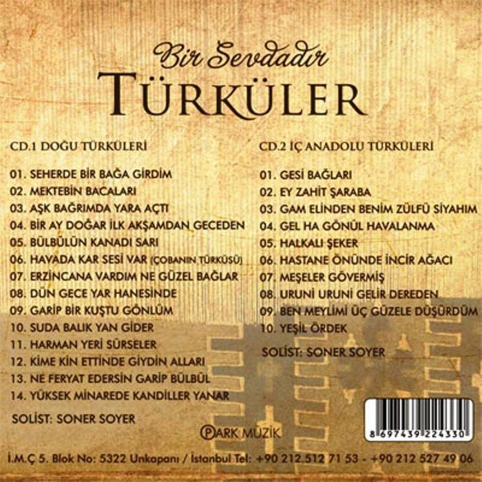 BİR SEVDADIR TÜRKÜLER - DOĞU TÜRKÜLERİ / İÇ ANADOLU TÜRKÜLERİ