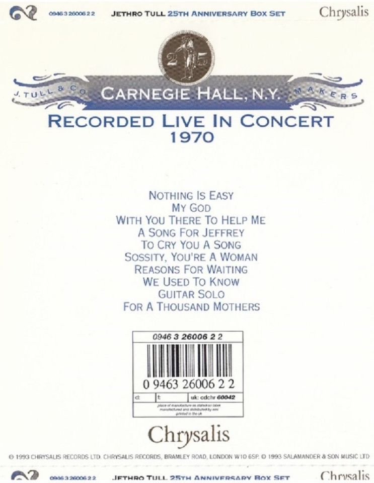 JETHRO TULL - 25TH ANNIVERSARY BOX SET CD 2