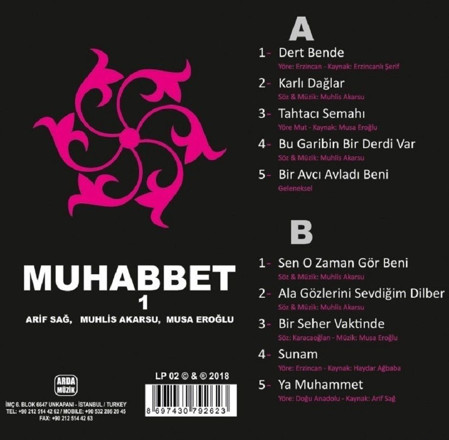 ARİF SAĞ, MUSA EROĞLU, MUHLİS AKARSU - MUHABBET 1 (LP)