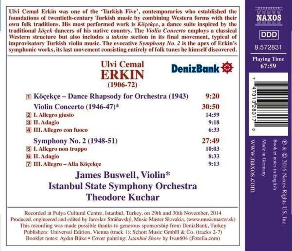 ULVİ CEMAL ERKİN - ERKİN: KÖÇEKÇE, KEMAN KONÇERTOSU SENFONİ NO.2 / İSTANBUL DEVLET SENFONİ ORKESTRASI