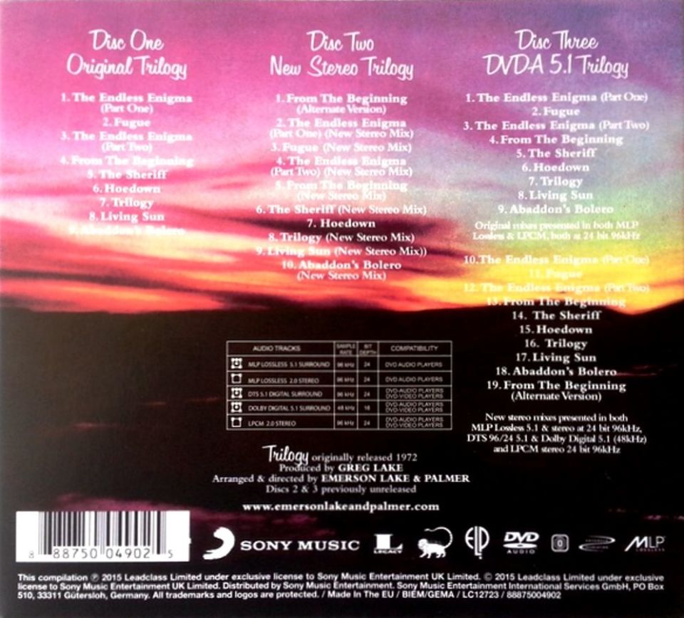 EMERSON, LAKE & PALMER - TRILOGY (2 CD+1 DVD)