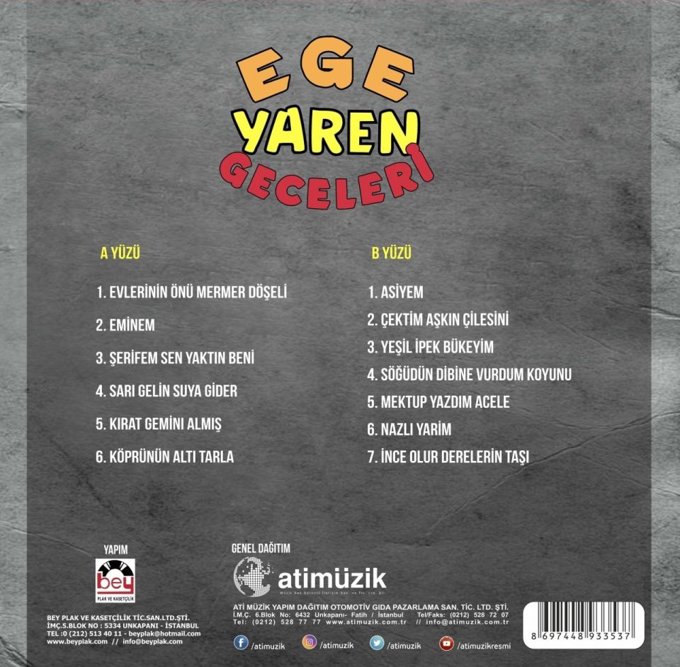 ALİ & ABDULLAH AKGÜNLER - EGE YAREN GECELERİ (LP)