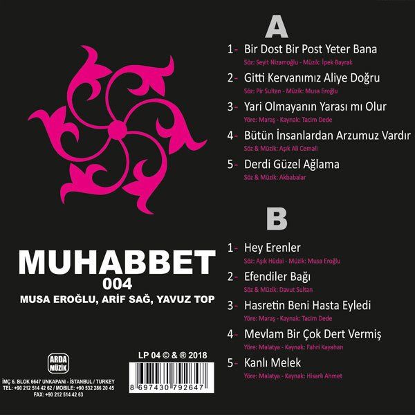 ARİF SAĞ, MUSA EROĞLU & YAVUZ TOP - MUHABBET 4 (LP)