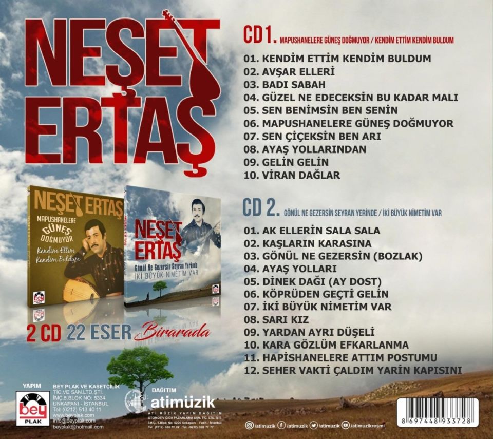 NEŞET ERTAŞ - MAPUSHANELERE GÜNEŞ DOĞMUYOR / GÖNÜL NE GEZERSİN SEYRAN YERİNDE (2 CD)