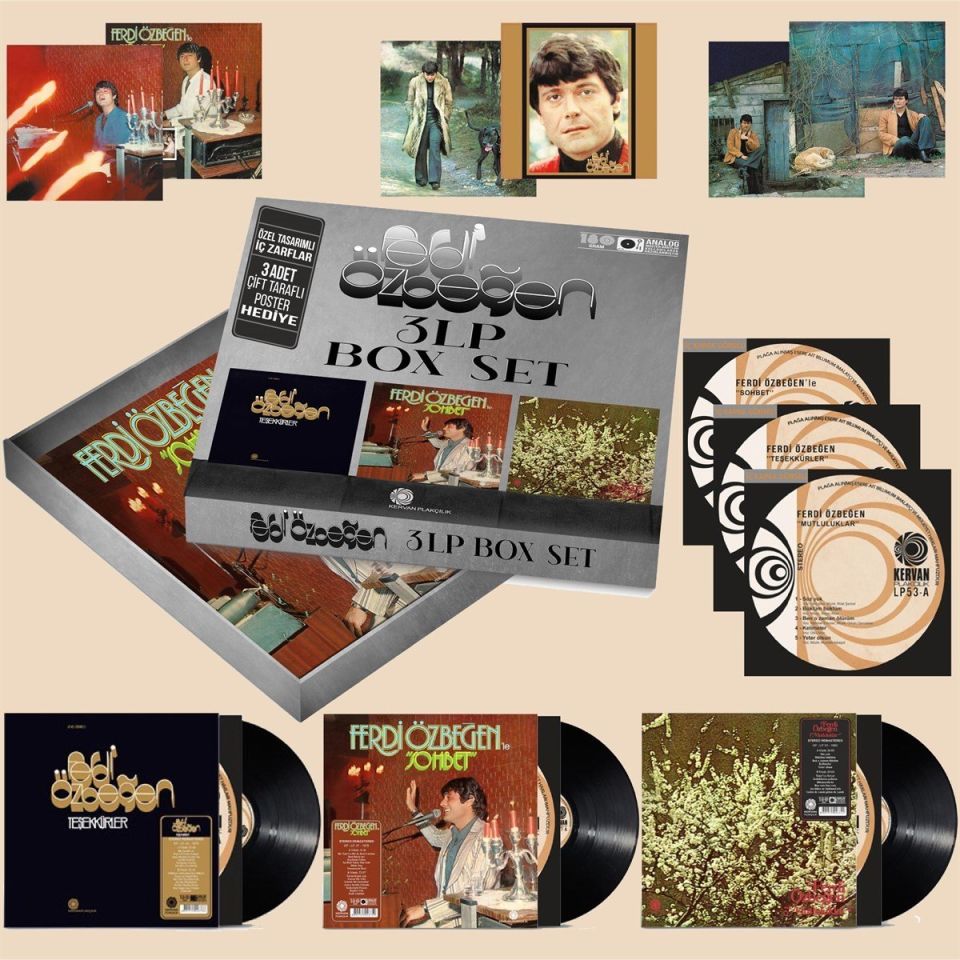 FERDİ ÖZBEĞEN - TEŞEKKÜRLER / SOHBET / MUTLULUKLAR  (3 LP) BOX SET