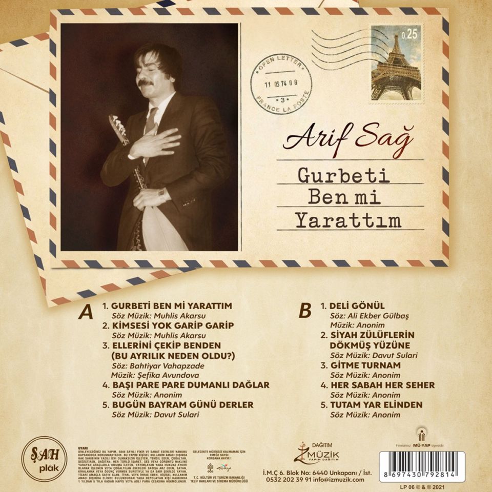 ARİF SAĞ - GURBETİ BEN Mİ YARATTIM (LP)