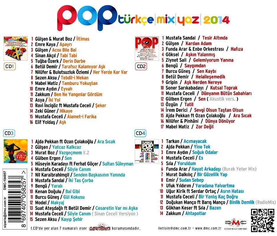 POP TÜRKÇE MIX 2014 ( 4 CD )