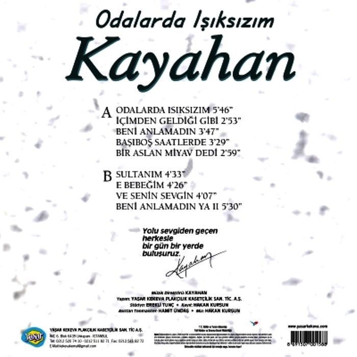 KAYAHAN - ODALARDA IŞIKSIZIM (LP)