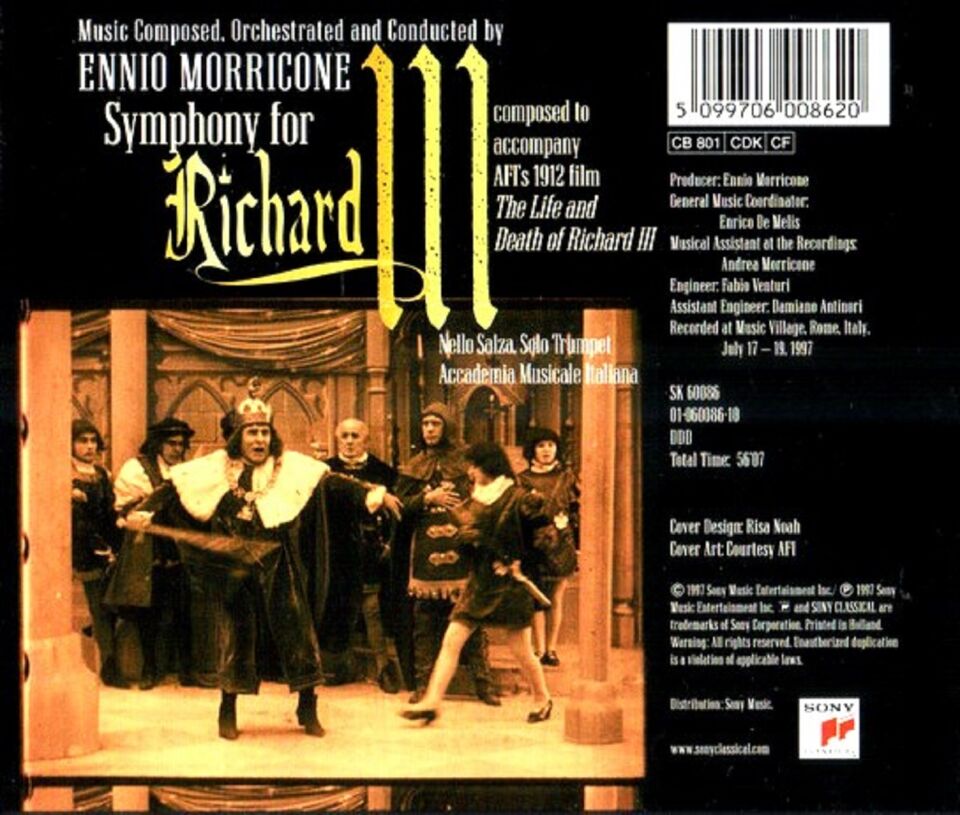 ENNIO MORRICONE / SYMPHONY FOR RICHARD III - SOUNDTRACK (CD) (1997)