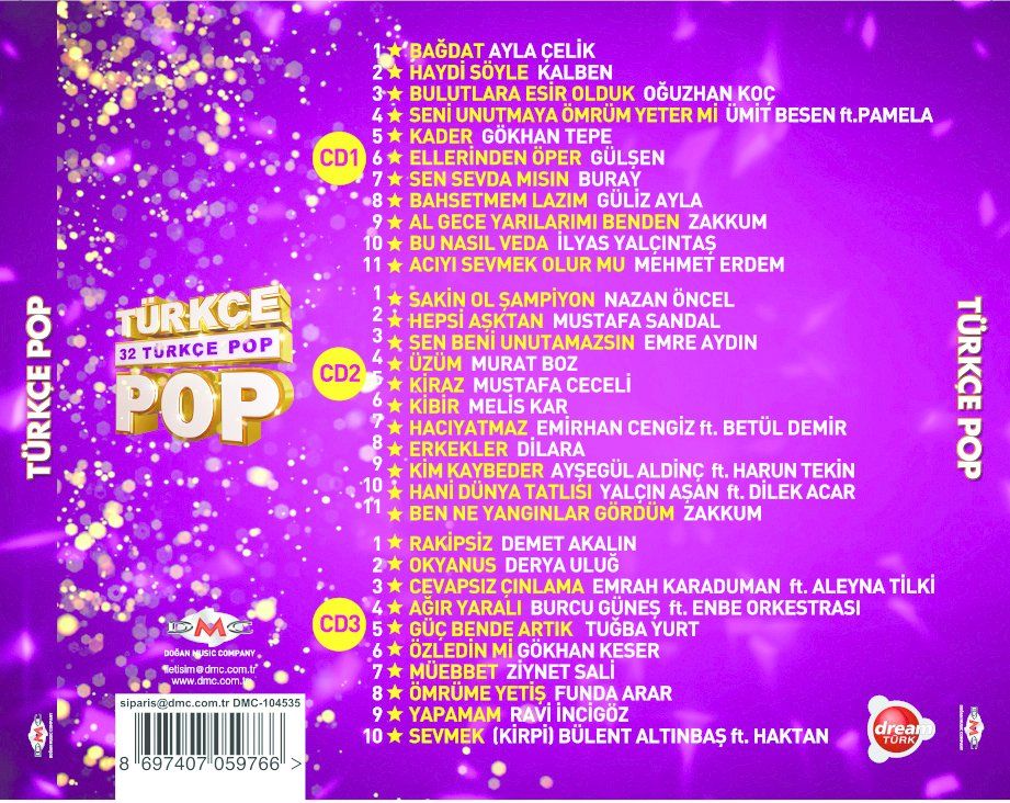 32 TÜRKÇE POP - ÇEŞİTLİ SANATÇILAR (VARIOUS) (3 CD)