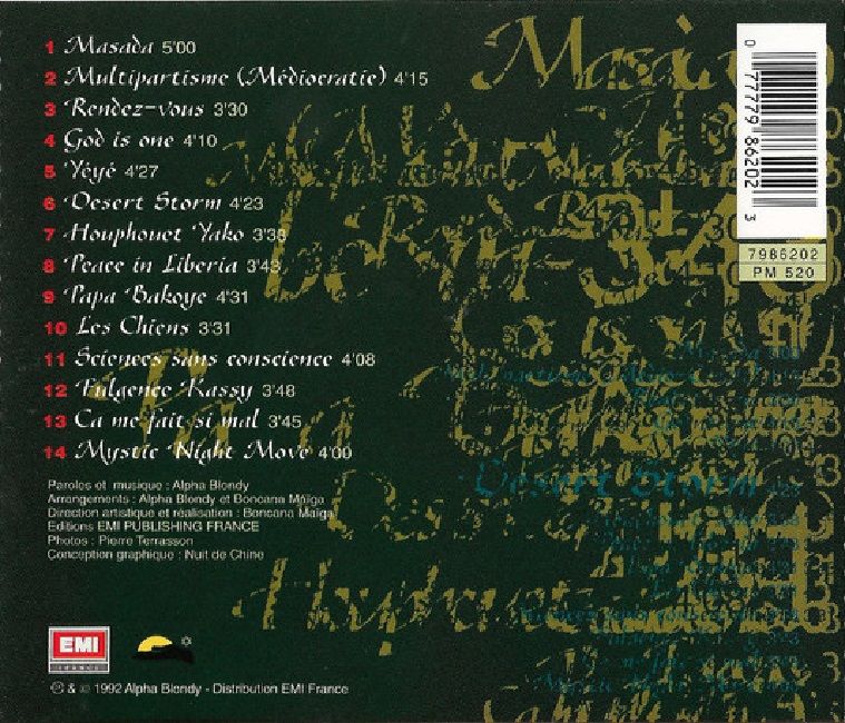 ALPHA BLONDY - MASADA AND THE SOLAR SYSTEM (CD) (1992)
