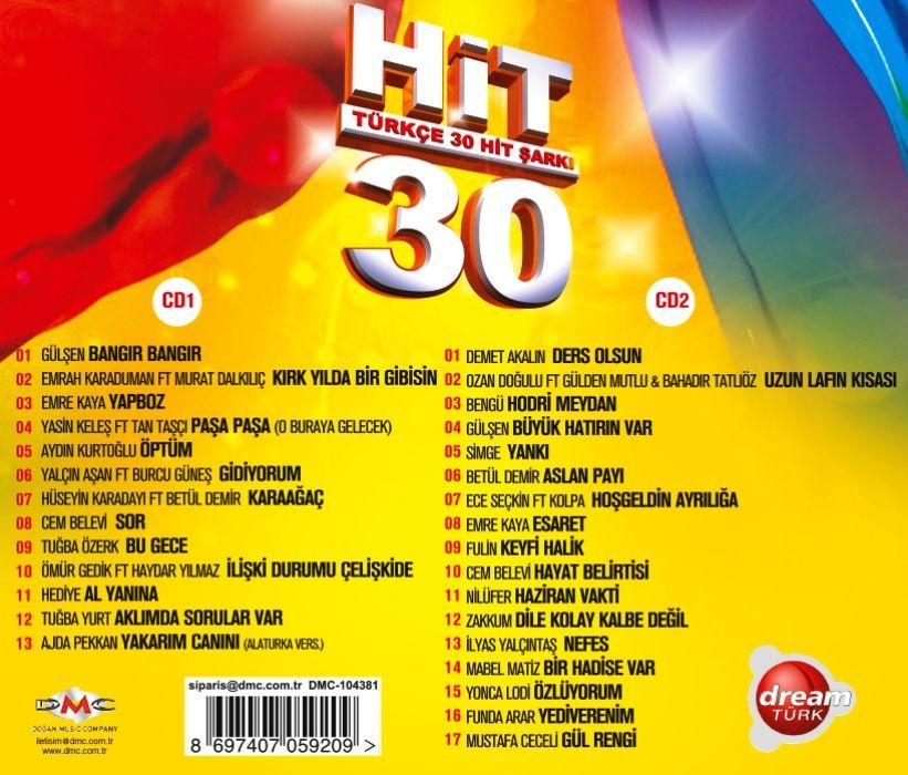 TÜRKÇE 30 HİT - KARIŞIK / VARIOUS ( 2 CD )