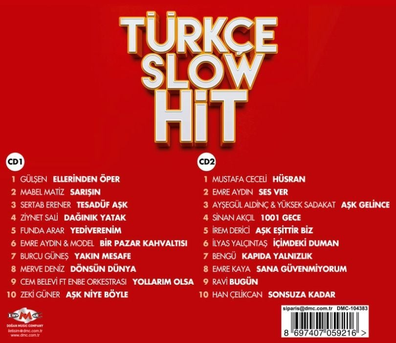 TÜRKÇE SLOW HİT -  KARIŞIK / VARIOUS ( 2 CD ) (2016)
