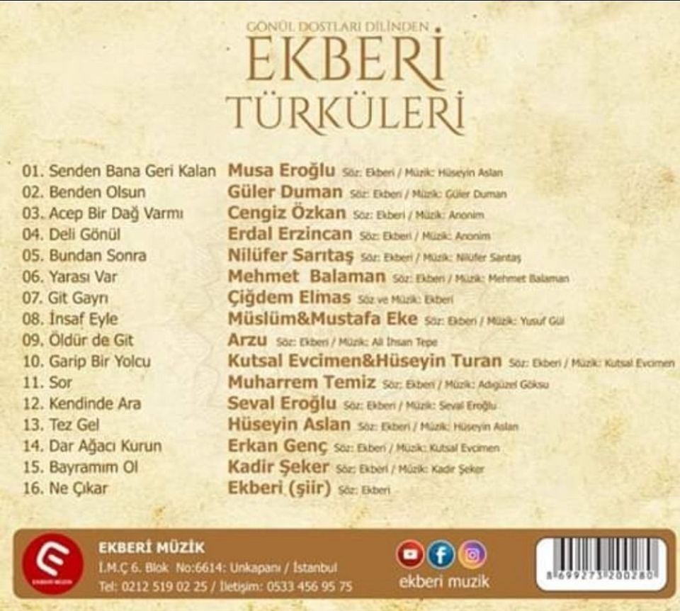 EKBERİ TÜRKÜLERİ - ÇEŞİTLİ SANATÇILAR