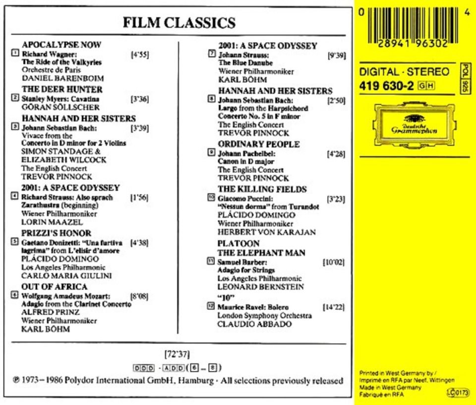 FILM CLASSICS  - SOUNDTRACK (CD) (1987)