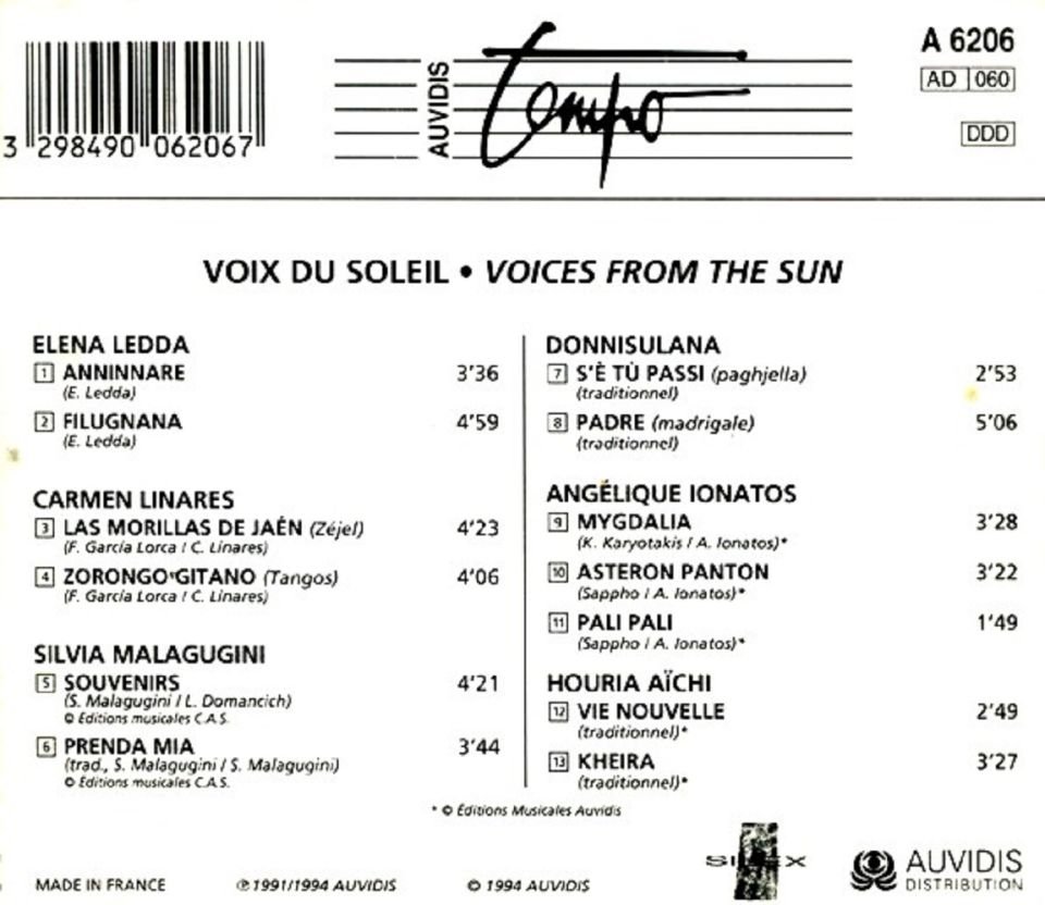 VARIOUS - VOICES FROM THE SUN (VOIX DU SOLEIL) (CD)  (1994)