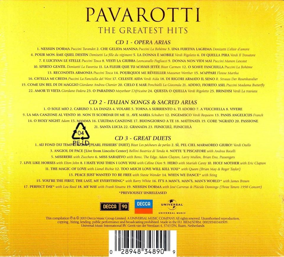 LUCIANO PAVAROTTI - THE GREATEST HITS (3 CD)