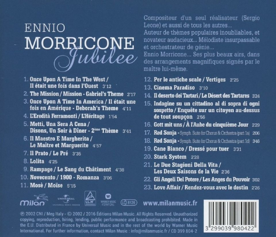 ENNIO MORRICONE - JUBILEE (CD)