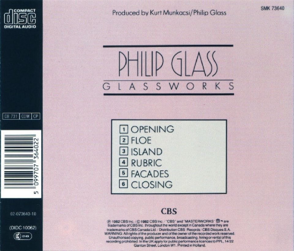 PHILIP GLASS - GLASSWORKS (CD) (1982)