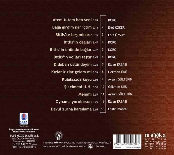 TÜRKÜLERLE TÜRKİYE (TÜRKİYE WITH FOLK SONGS) - 13 BİTLİS