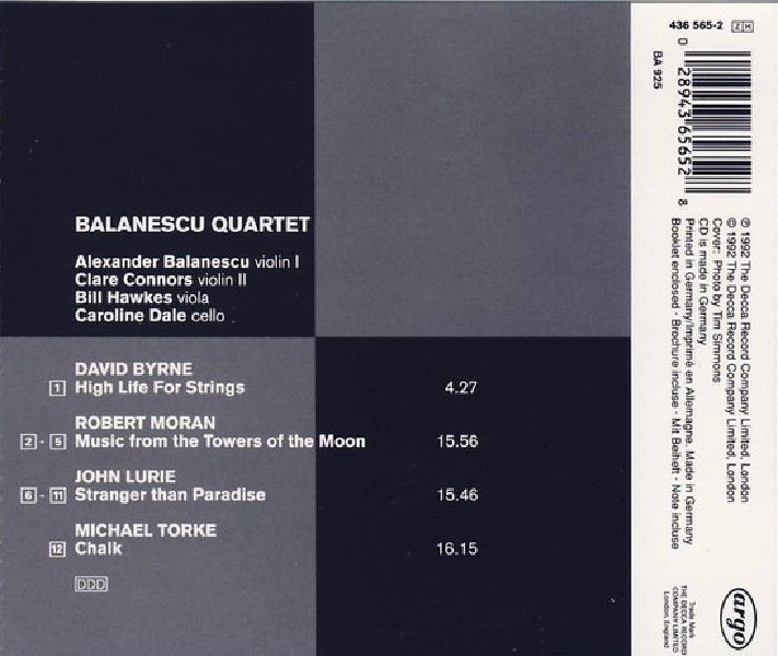 BALANESCU QUARTET - DAVID BYRNE - ROBERT MORAN - JOHN LURIE - MICHAEL TORKE (CD) (1992)