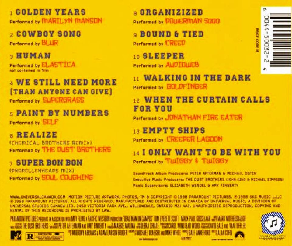 DEAD MAN ON CAMPUS - SOUNDTRACK  (CD) (1998)