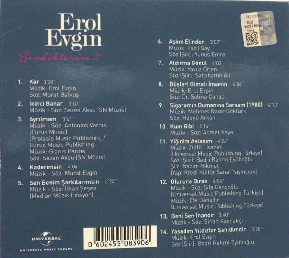 EROL EVGİN - SEVDİKLERİM 2 (AKUSTİK) (CD)
