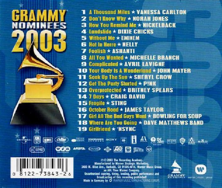 GRAMMY NOMINEES 2003 - VARIOUS (CD)