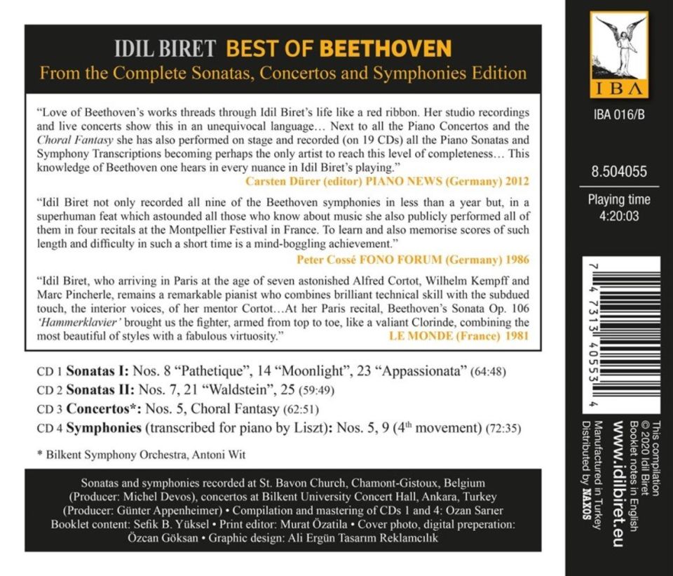 iDiL BiRET - BEETHOVEN (KONCERTOLAR-SONATLAR-SENFONiLER) (CONCERTOS-SONATAS-SYMPHONIES) (4 CD)