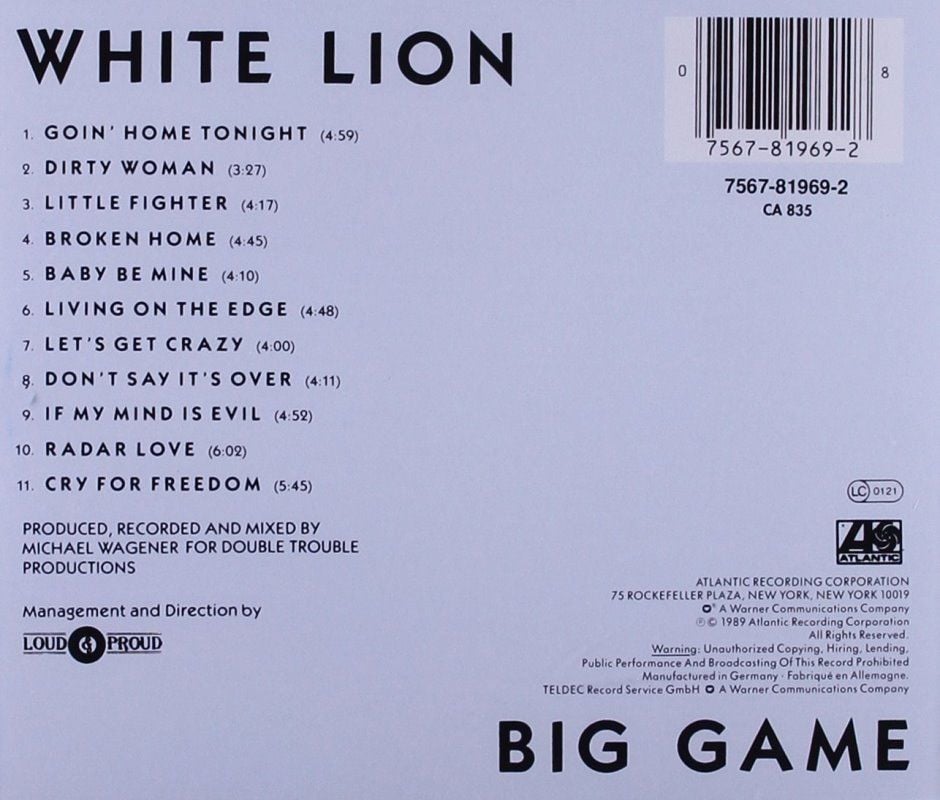 WHITE LION - BIG GAME (CD)(1989)