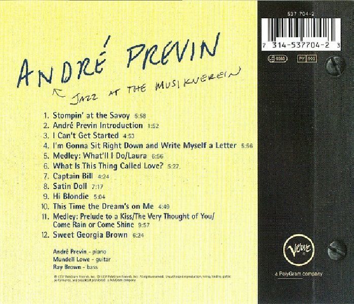 ANDRE PREVIN - JAZZ AT THE MUSIKVEREIN (CD) (1997)