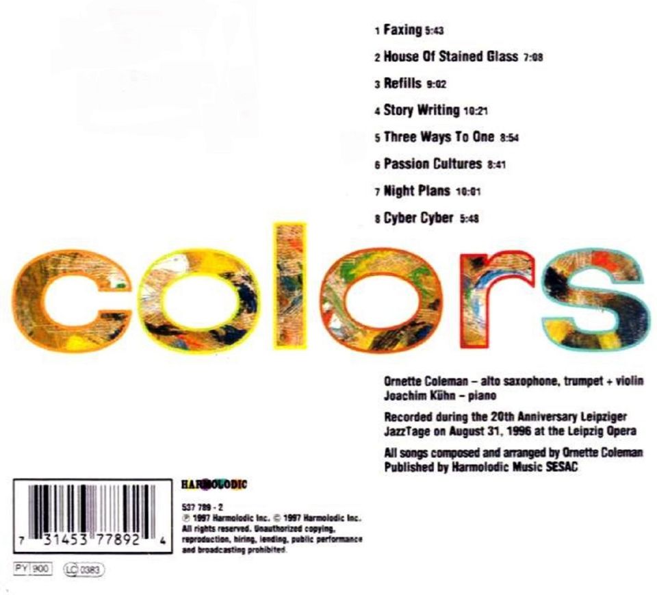 ORNETTE + JOACHIM KUHN - COLORS -LIVE FROM LEIPZIG (CD)(1997)