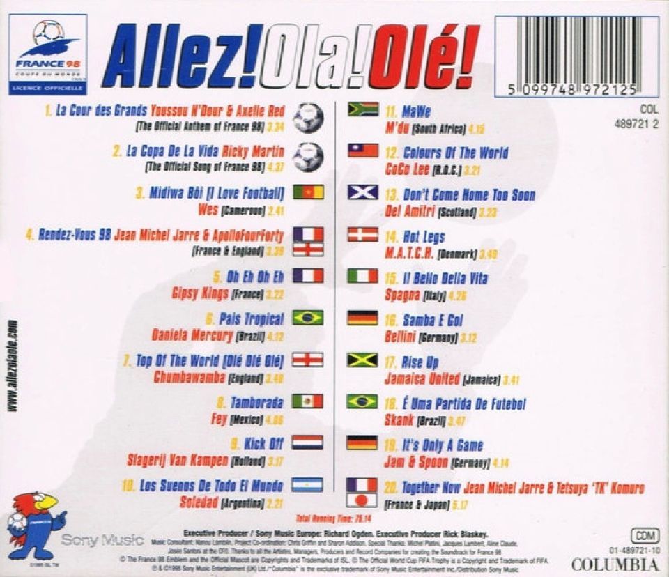 ALLEZ OLA OLE THE MUSIC OF THE WORLD CUP FRANCE 98 - VARIOUS (CD)