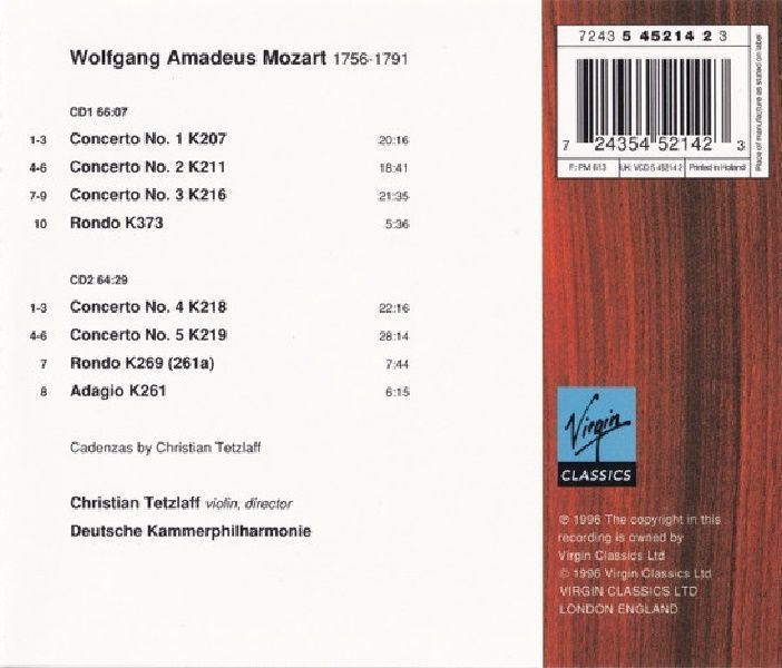 MOZART WOLFGANG AMADEUS - THE 5 CIOLIN CONCERTOS CHRISTIAN TETZLAFF