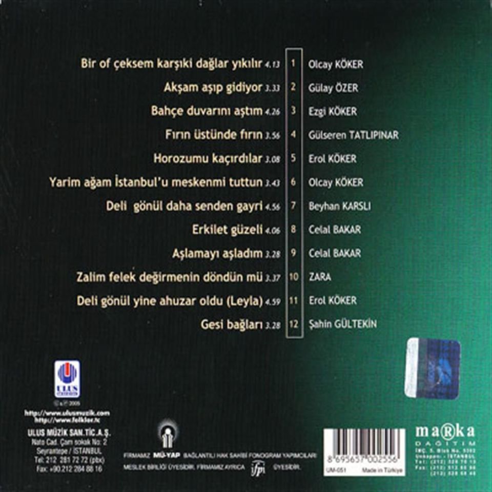 TÜRKÜLERLE TÜRKİYE (TÜRKİYE WITH FOLK SONGS) - 38 KAYSERİ (CD)