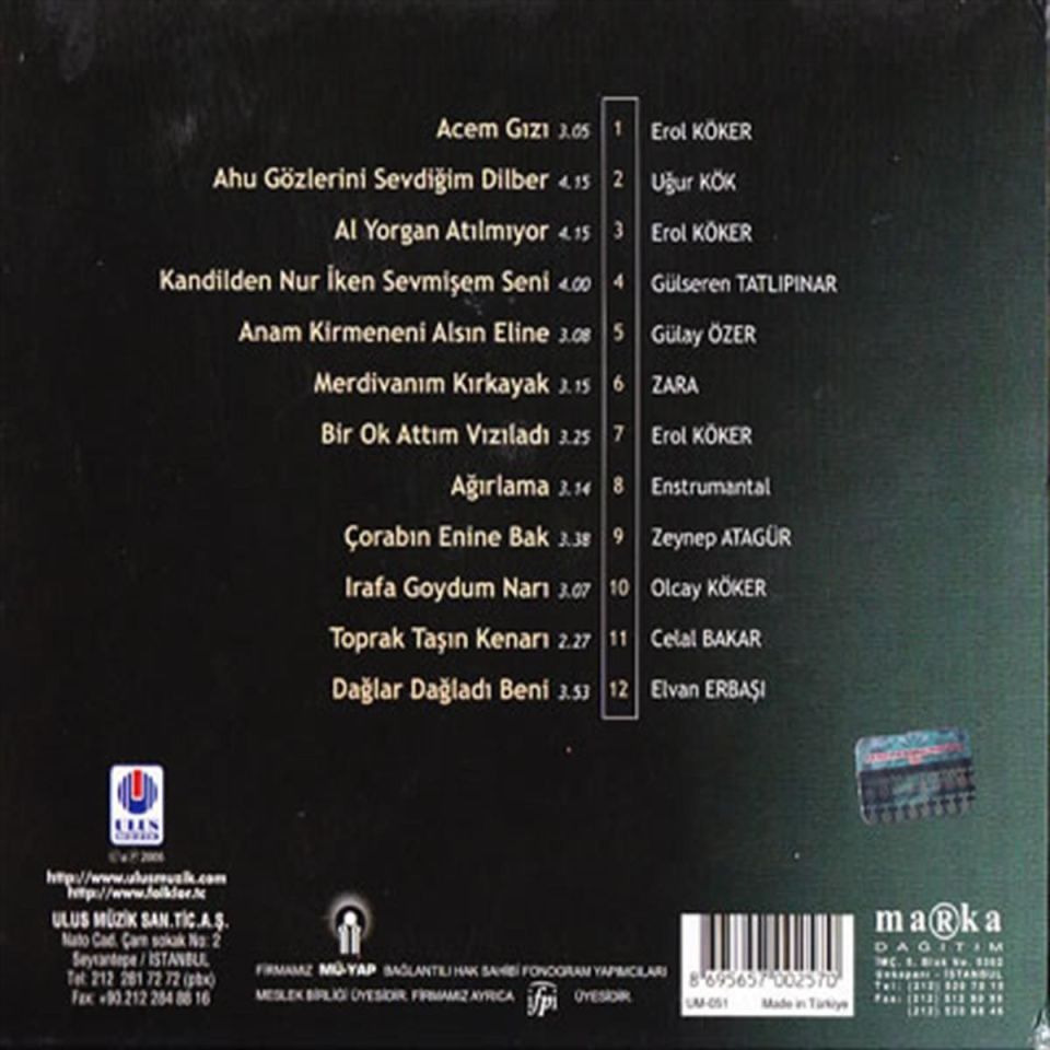 TÜRKÜLERLE TÜRKİYE (TÜRKİYE WITH FOLK SONGS) - 40 KIRŞEHİR (CD)