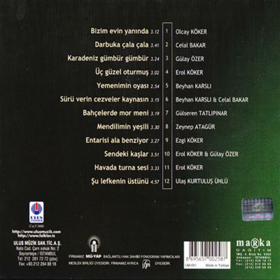 TÜRKÜLERLE TÜRKİYE (TÜRKİYE WITH FOLK SONGS) - 41 KOCAELİ (CD)