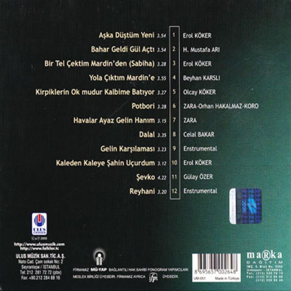 TÜRKÜLERLE TÜRKİYE (TÜRKİYE WITH FOLK SONGS) - 47 MARDİN (CD)