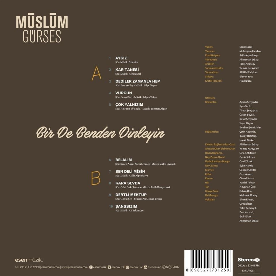 MÜSLÜM GÜRSES - BİR DE BENDEN DİNLEYİN (LP)