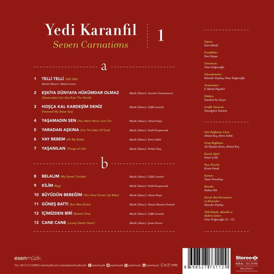 YEDİ KARANFİL 1 - SEVEN CARNATIONS 1 (LP)