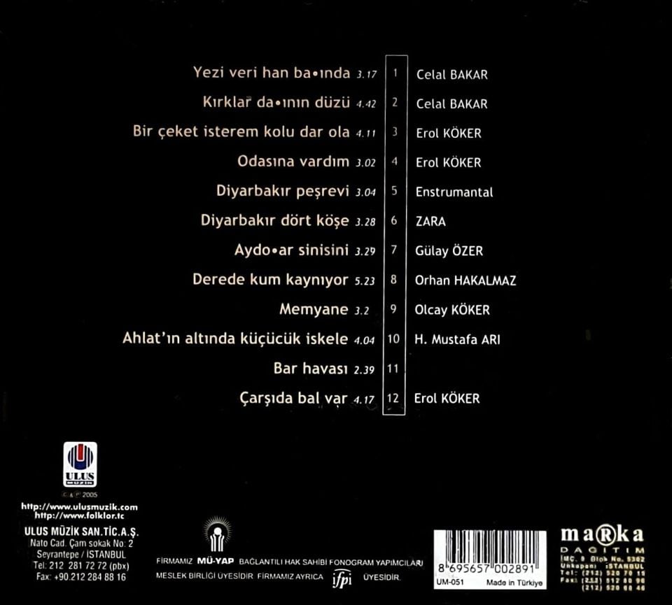 TÜRKÜLERLE TÜRKİYE   (TÜRKİYE WITH FOLK SONGS) 72 BATMAN  (CD)