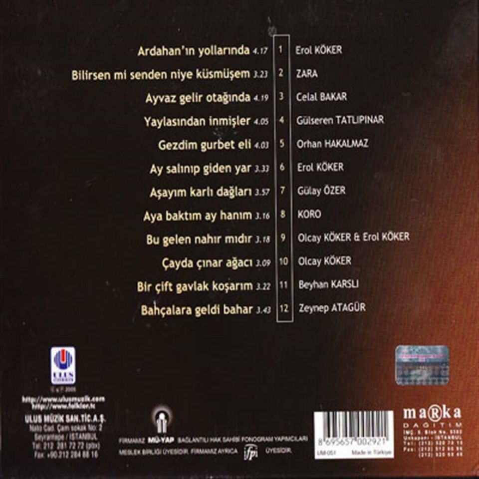 TÜRKÜLERLE TÜRKİYE (TÜRKİYE WITH FOLK SONGS) 75 ARDAHAN (CD)
