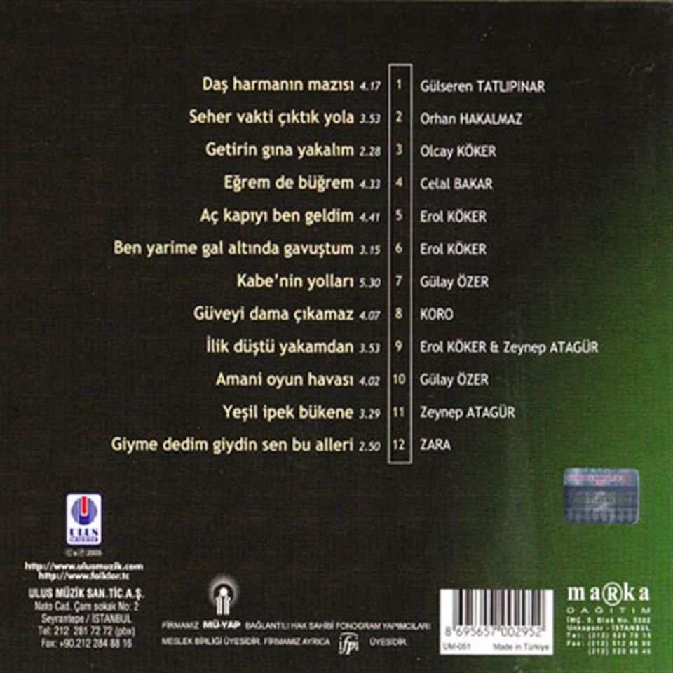 TÜRKÜLERLE TÜRKİYE (TÜRKİYE WITH FOLK SONGS) 78 KARABÜK (CD)