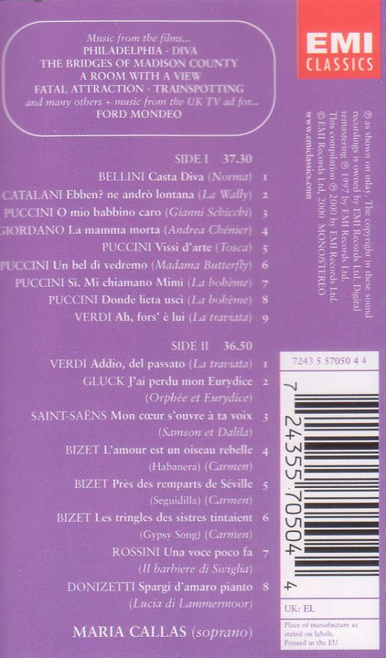 MARIA CALLAS - POPULAR MUSIC FROM TV,FILM, OPERA (MC)