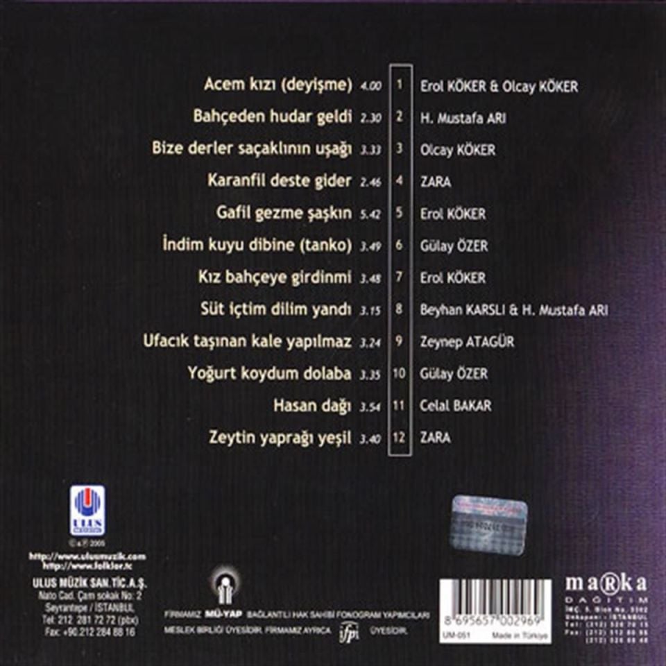 TÜRKÜLERLE TÜRKİYE (TÜRKİYE WITH FOLK SONGS) 79 KİLİS (CD)